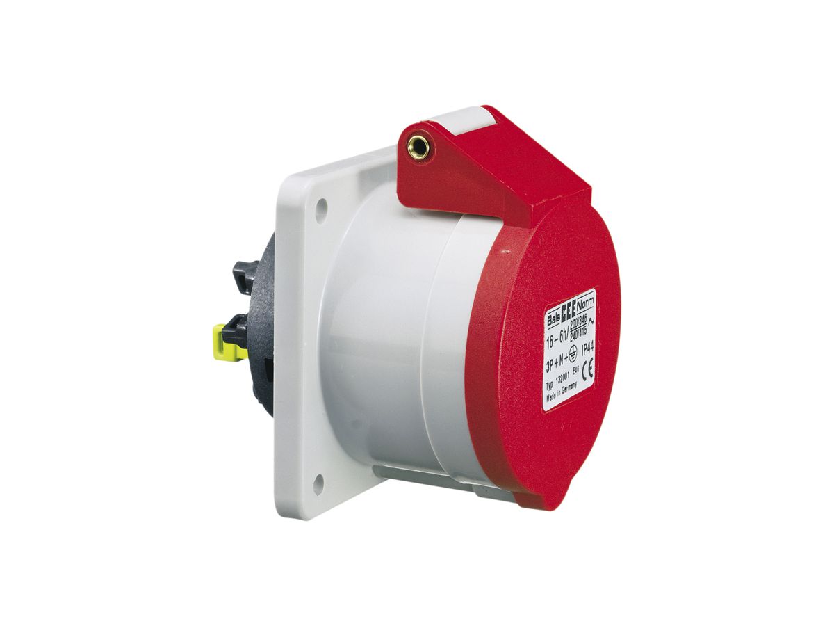 EB-Steckdose CEE Bals 5P 16A 400V 3h rot IP44 vernickelt QC ger.