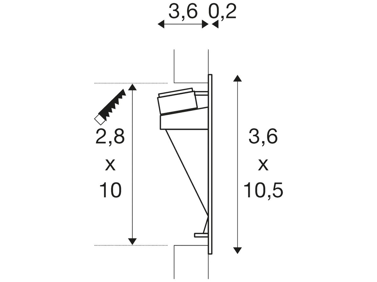 EB-LED-Wandleuchte SLV NOTAPO-1 700mA 2.2W 6lm 3000K EB 100×28mm weiss