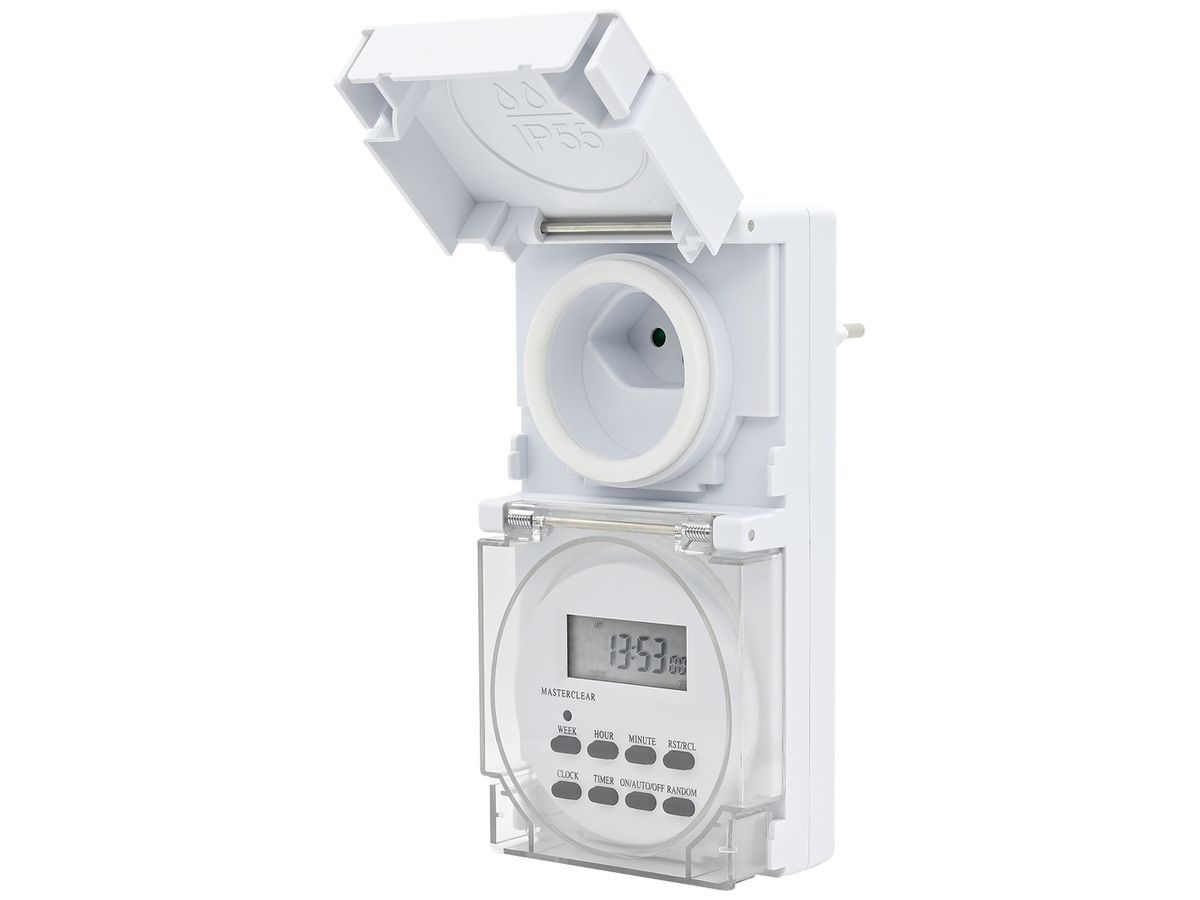 Steckdosen-Schaltuhr digital Stecker Typ 13 10A 230V 2300W IP55