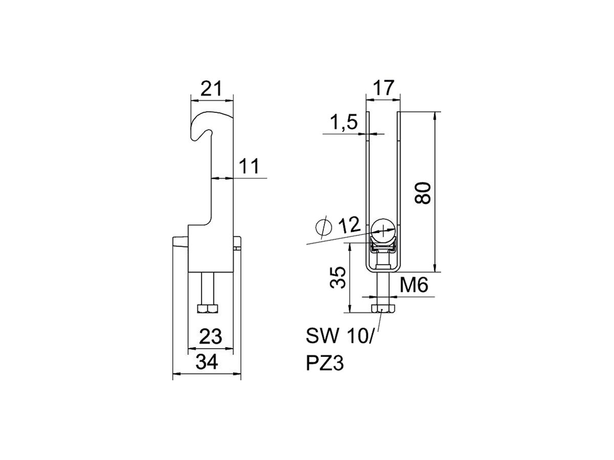 Schnellverleger BET 2056 W-Fuss Kunststoff 8…12mm 1×Kabel Stahl tfZn