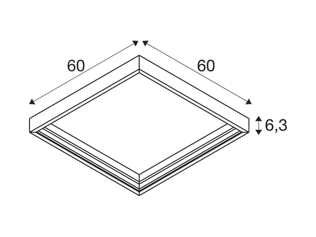 Anbaurahmen SLV PANEL 600 Stahl 600×600×63mm weiss