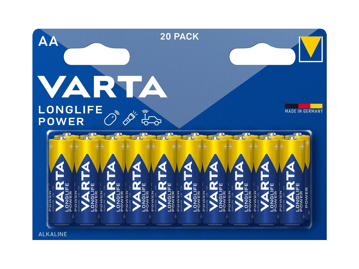 Batterie Alkali VARTA Longlife Power AA Blister à 20 Stück