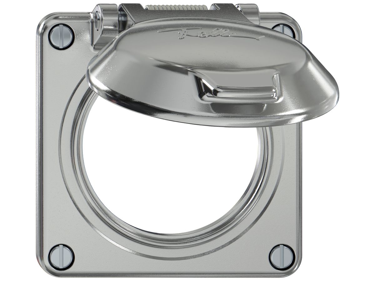Oberteil ELEMENT SNAPFIX® mit Klappdeckel für Steckdosen IP20 Ø60mm alu