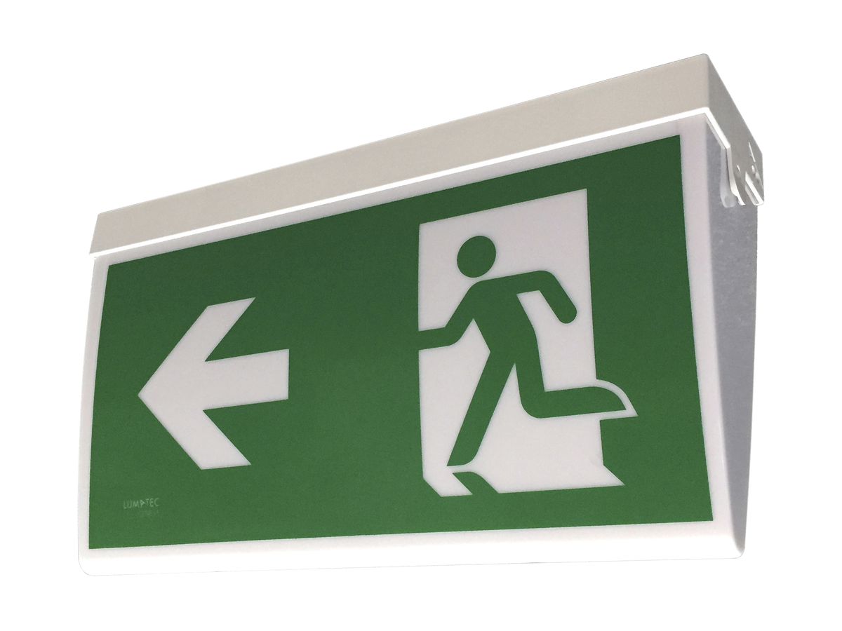LED-Rettungszeichenleuchte Lumatec A2P L2 IP40 300lm Ausleger cenbat weiss