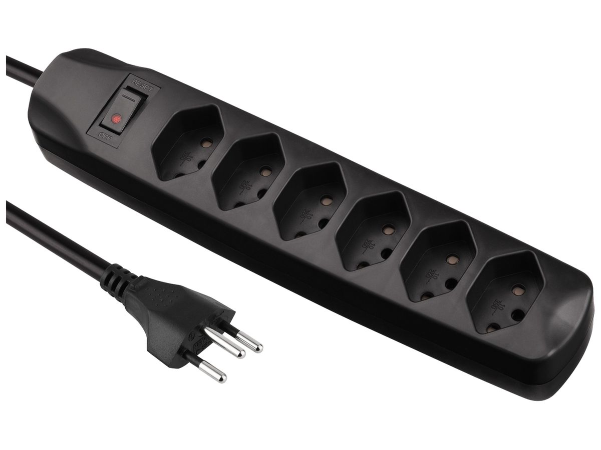 Steckdosenleiste Fix-Line 10A I/O 6×T13 1.5m schwarz