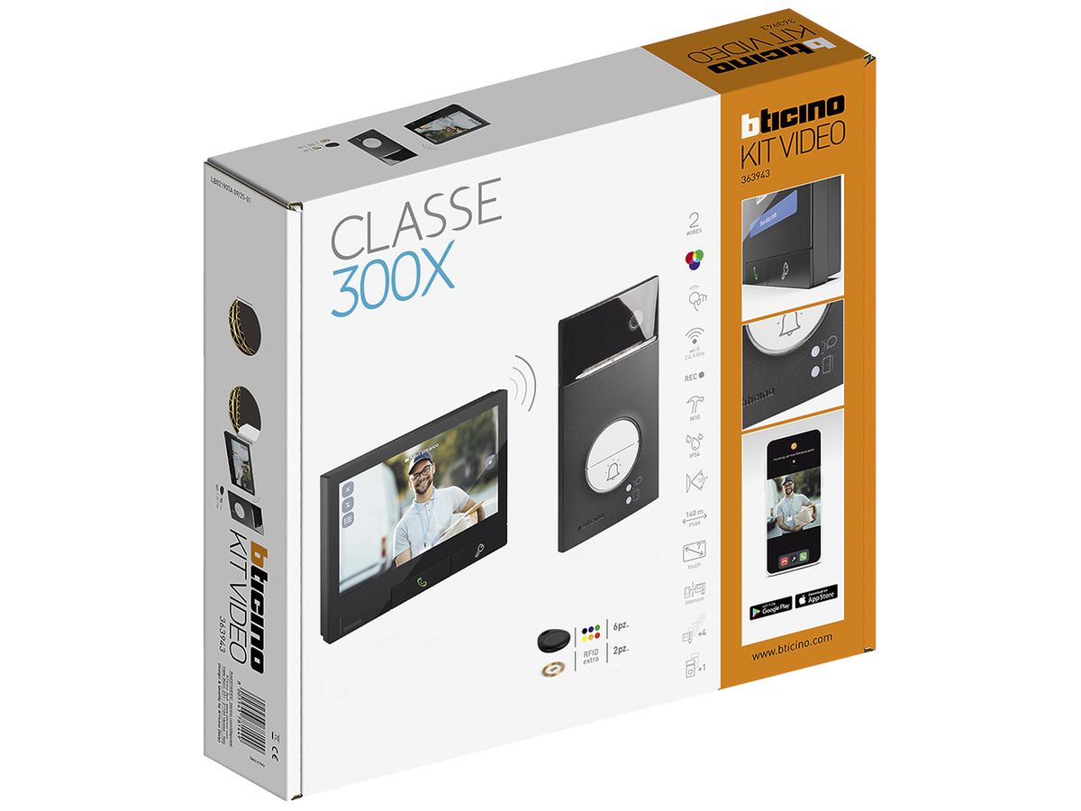 Türsprech-Set Video Bticino LINEA 3000 CLASSE 300X 2-Draht schwarz