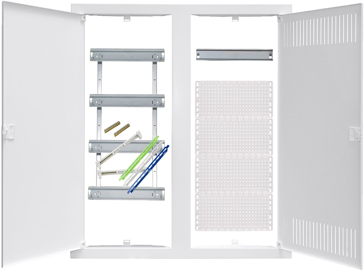 Ausbaupaket Kombiverteiler Media Schrack - 2x4-Reihe, 4xDIN+4xMedia, weiss