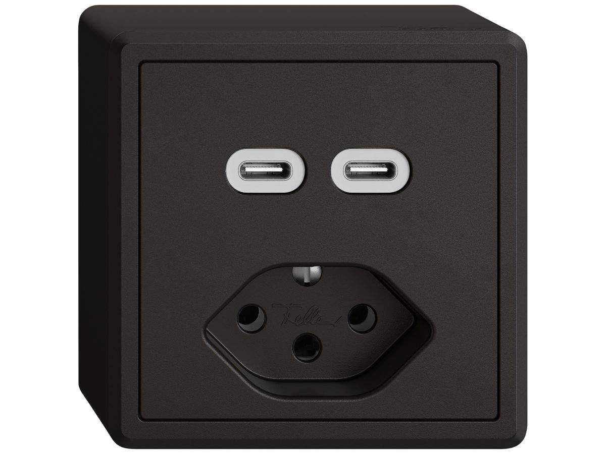 AP-USB-Ladesteckdose EDIZIO.liv SNAPFIX® USB C+C/T13 3A 230VAC sz