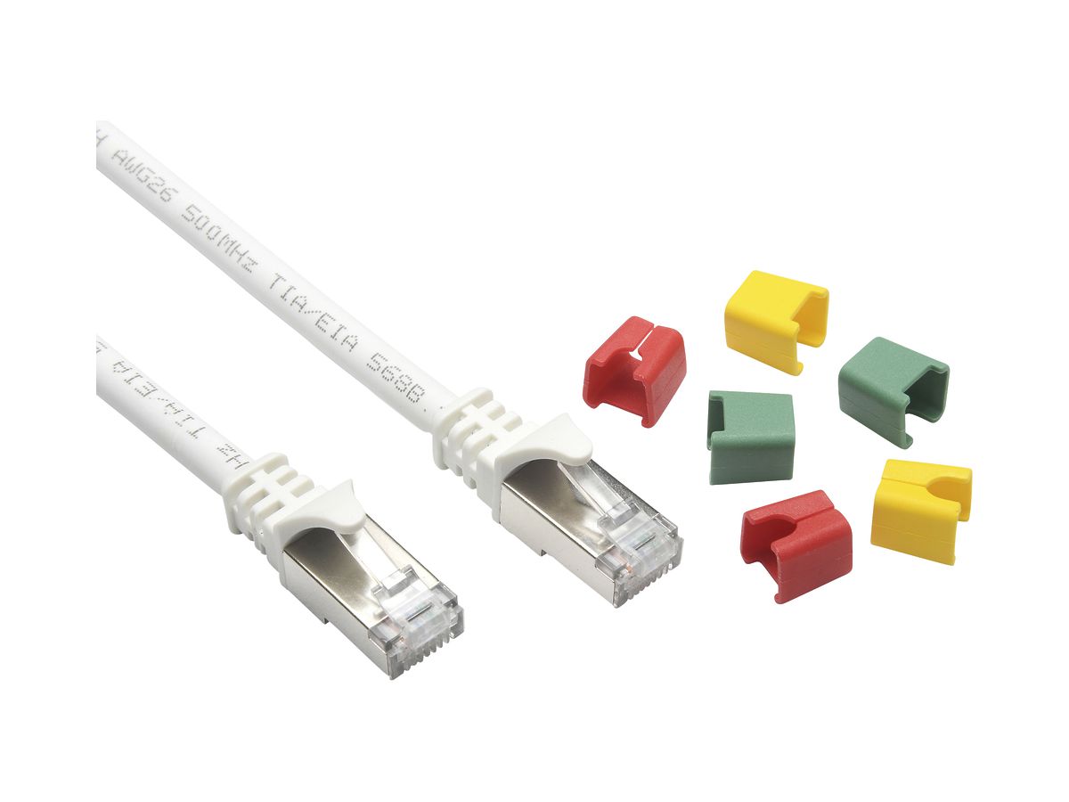 Patchkabel RJ45 CeCoNet Round, Kat.6A S/FTP, rund, kodierbar, weiss, 1m