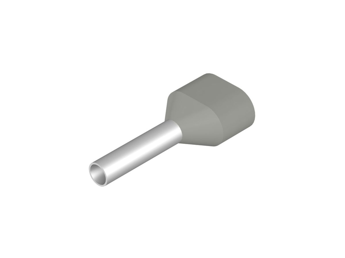 Zwillings-Aderendhülse Weidmüller H isoliert 2×0.75mm² 8mm grau DIN Beutel