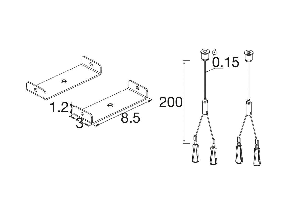 Seilabhängung-Set SLV BATTEN FLAT P 2000mm Edelstahl