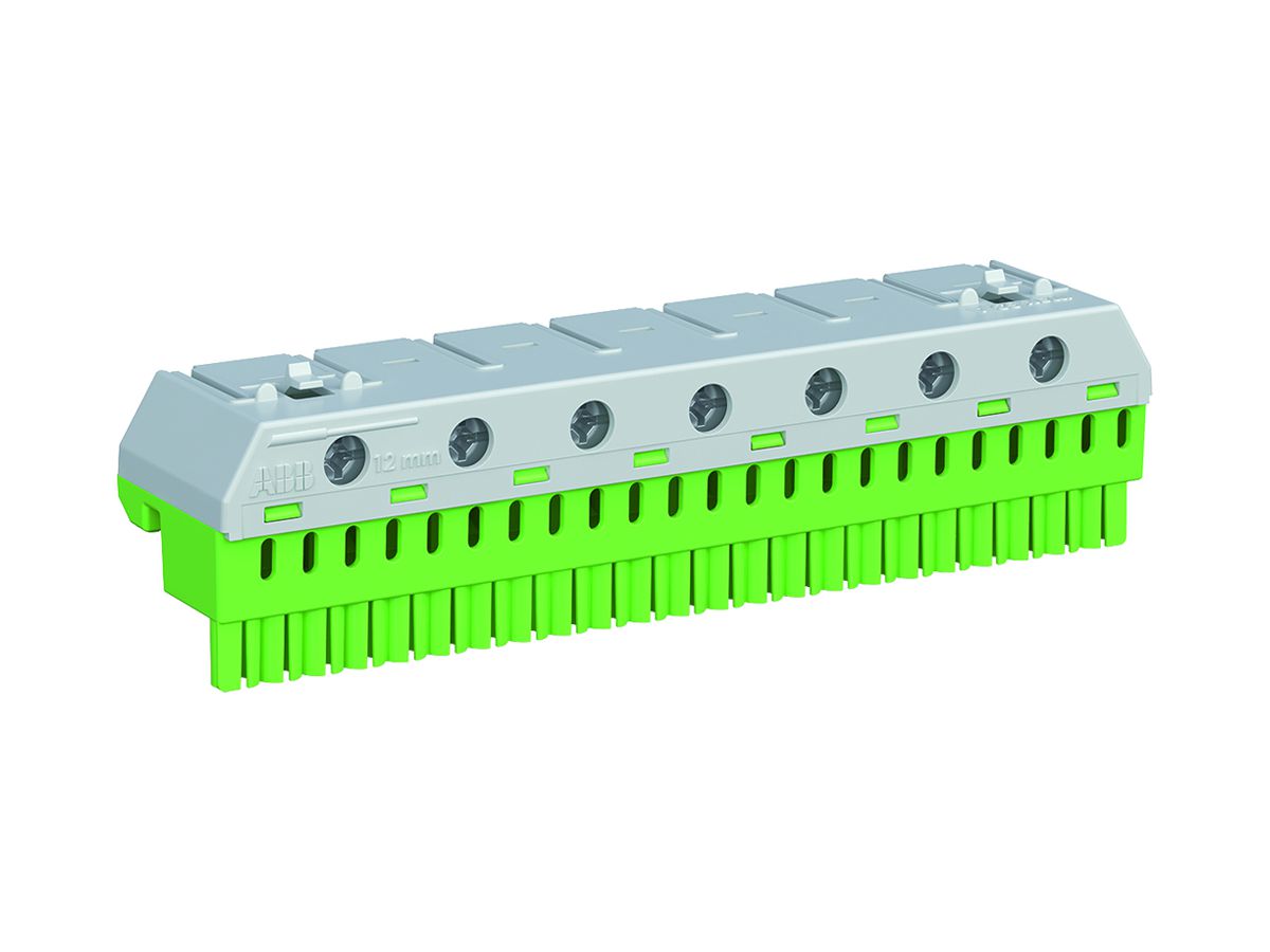 Klemmenblock ABB ZK237G, 63A, 7×2.5…25mm²+23×1.5…4mm² (Quick), gelb/grün