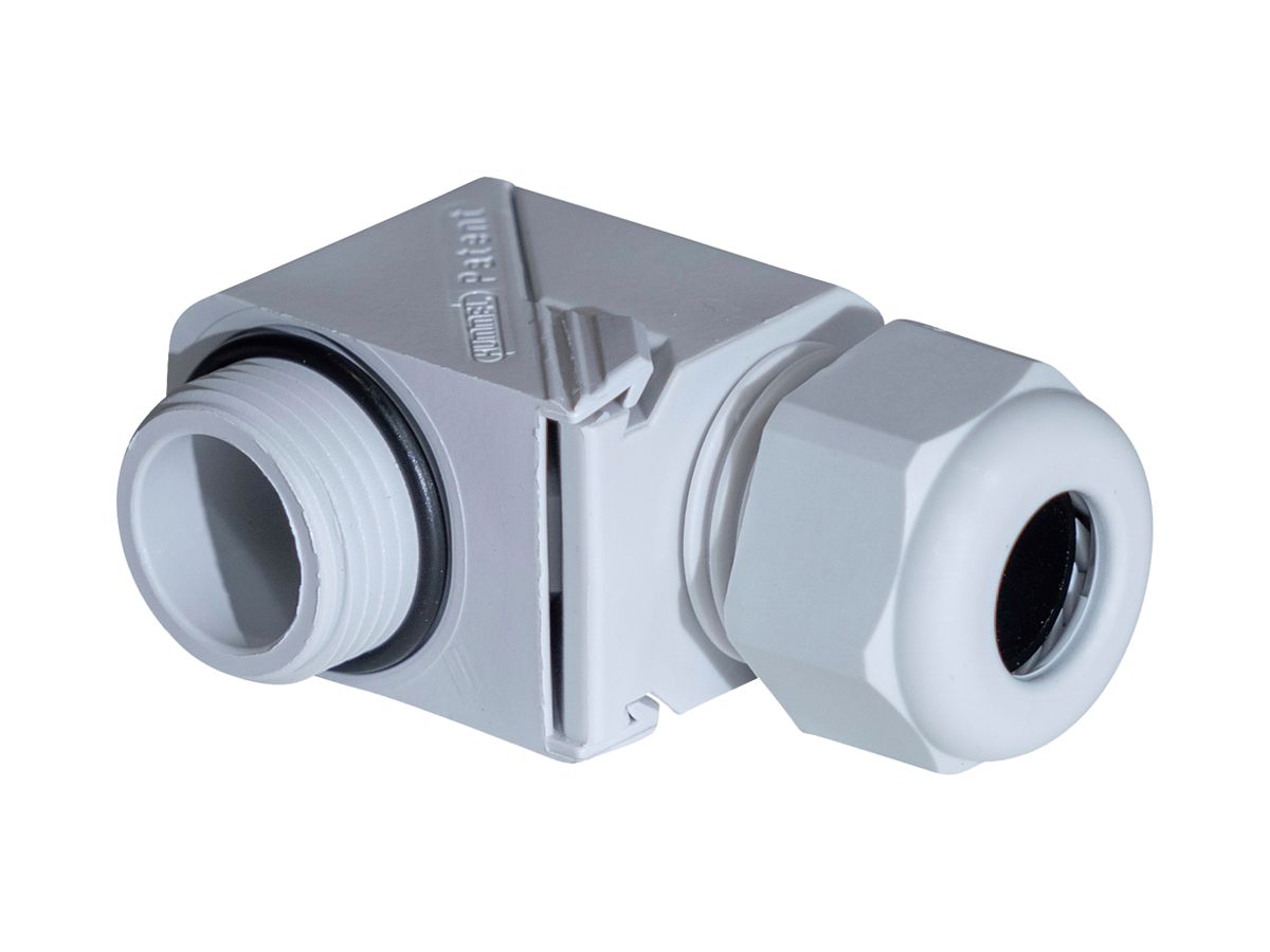 Kabelverschraubung 90° PG13.5 für Kabel Ø6…12mm 9mm PA IP68 lichtgrau
