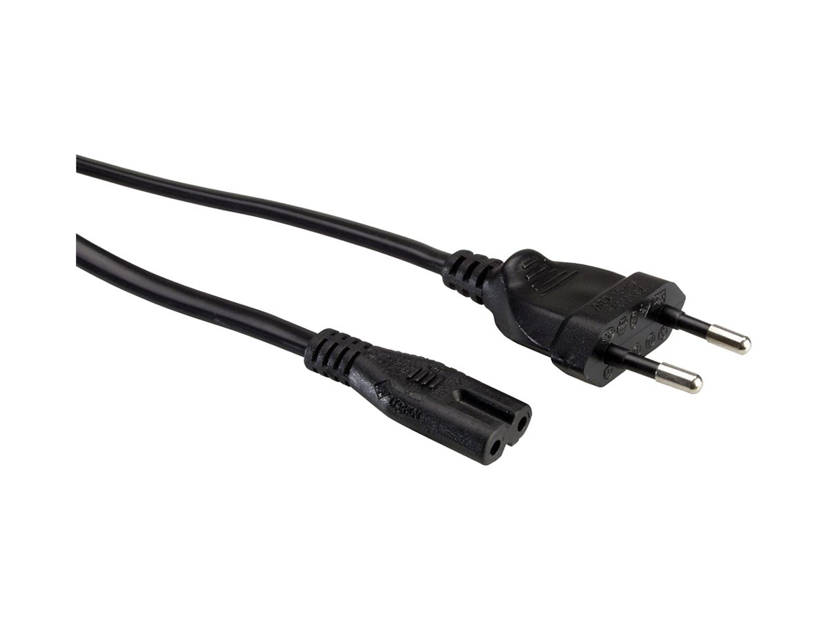 Apparatekabel VALUE T26 → C7 2×0.75mm² 250VAC/2.5A schwarz 5m