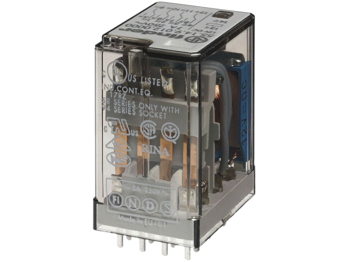 Miniatur-Printrelais Finder 55, 4W 7A/24VDC AgNi RT I