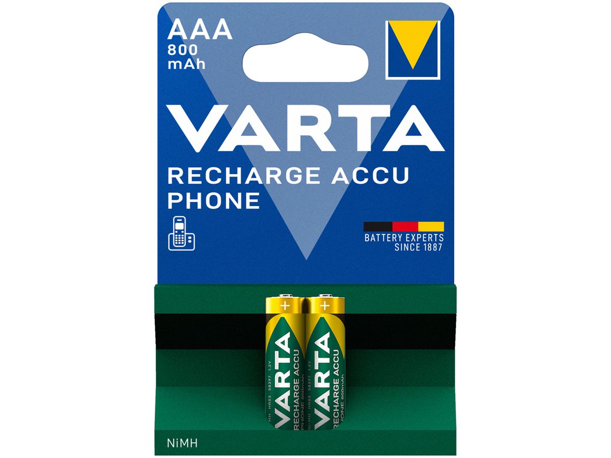 Akku VARTA Phone Power NiMH HR03/AAA, 0.8Ah Blister à 2 Stück