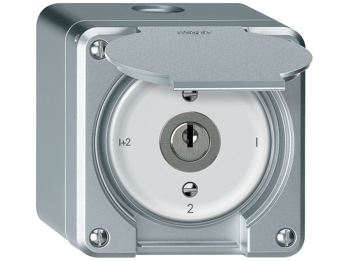 AP-Schlüsselschalter robusto Serienschalter 16A 250V 86×86mm Aluminium