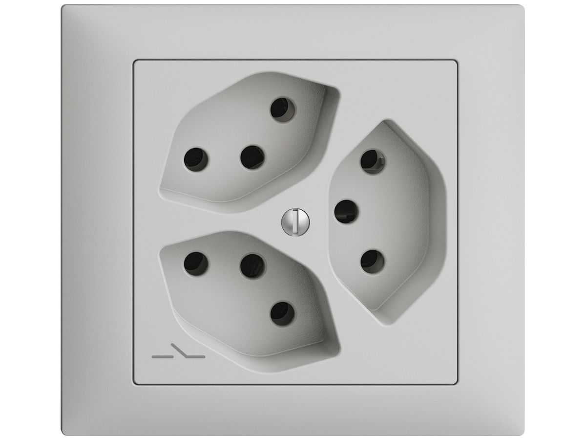 EB-Steckdose EDIZIOdue 3×T13 1×S hellgrau