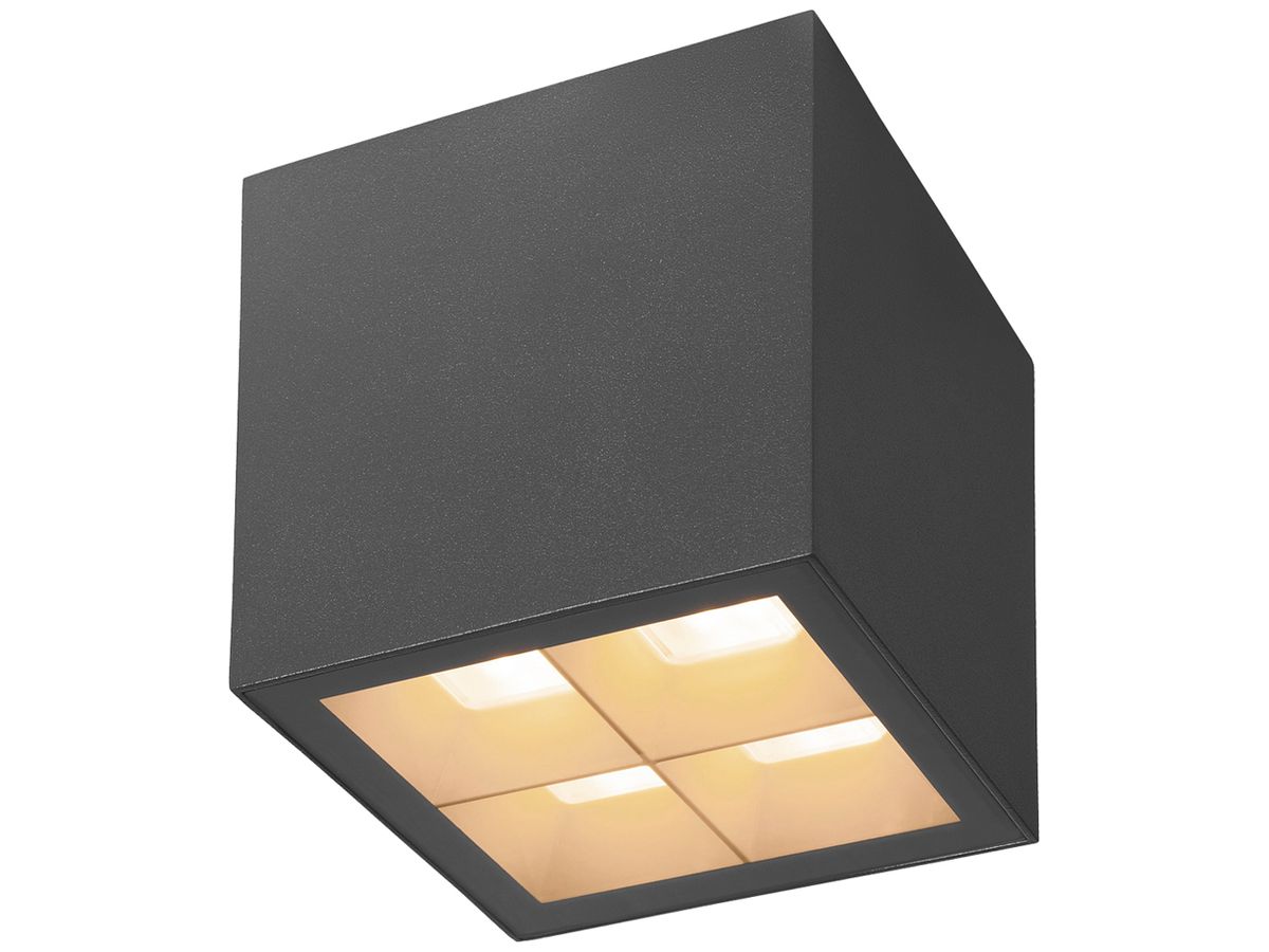 LED-Deckenleuchte SLV S-CUBE 15W 1000lm 827/830 IP65 DIM 95×95mm anthrazit