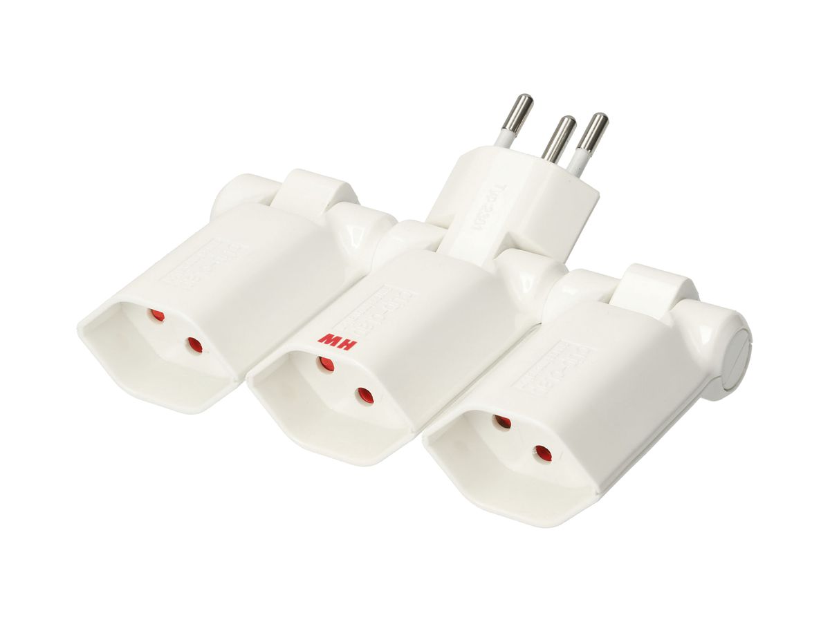 Mehrfachstecker MH Clip-Clap 3×T13 weiss mit Kinderschutz