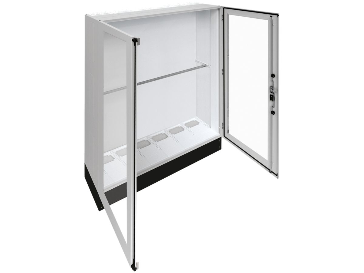 Schrank Hager univers SKII 1850×1550×400mm mit Sockel 200mm+Tür transparent IP55