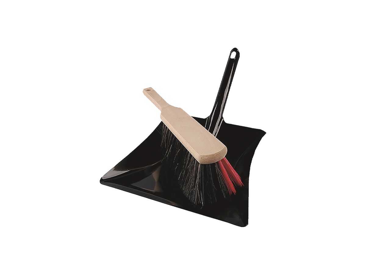 Kehrgarnitur Plica Metall/Holz, Rosshaarmischung und Polyester schwarz/rot