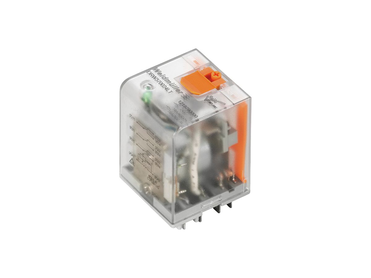 Relais WM DRW373012LT 3CO AgSnO2 10.8…13.2VDC 16A/400VAC Prüftaste