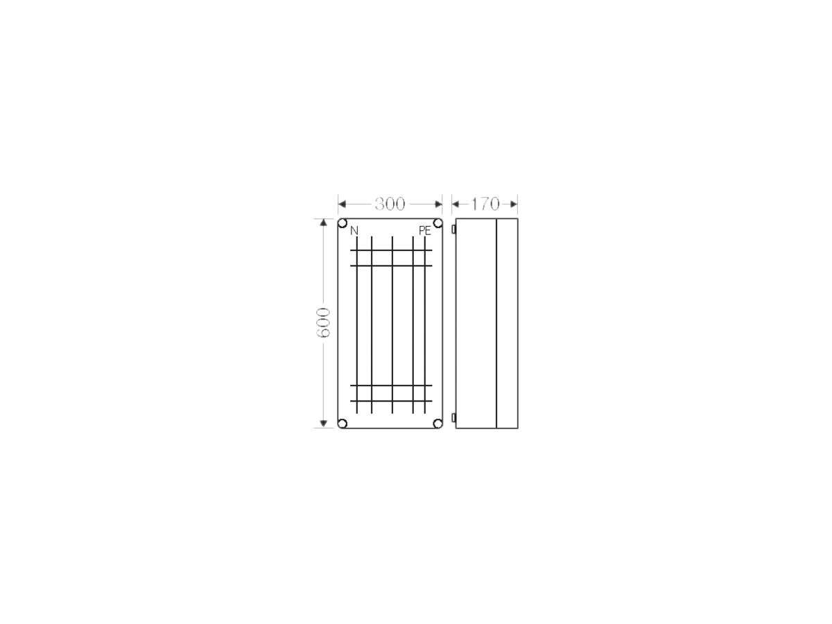 Wandlergehäuse Hensel Mi 2448, 300×600mm, Sammelschiene 630A, 5-polig