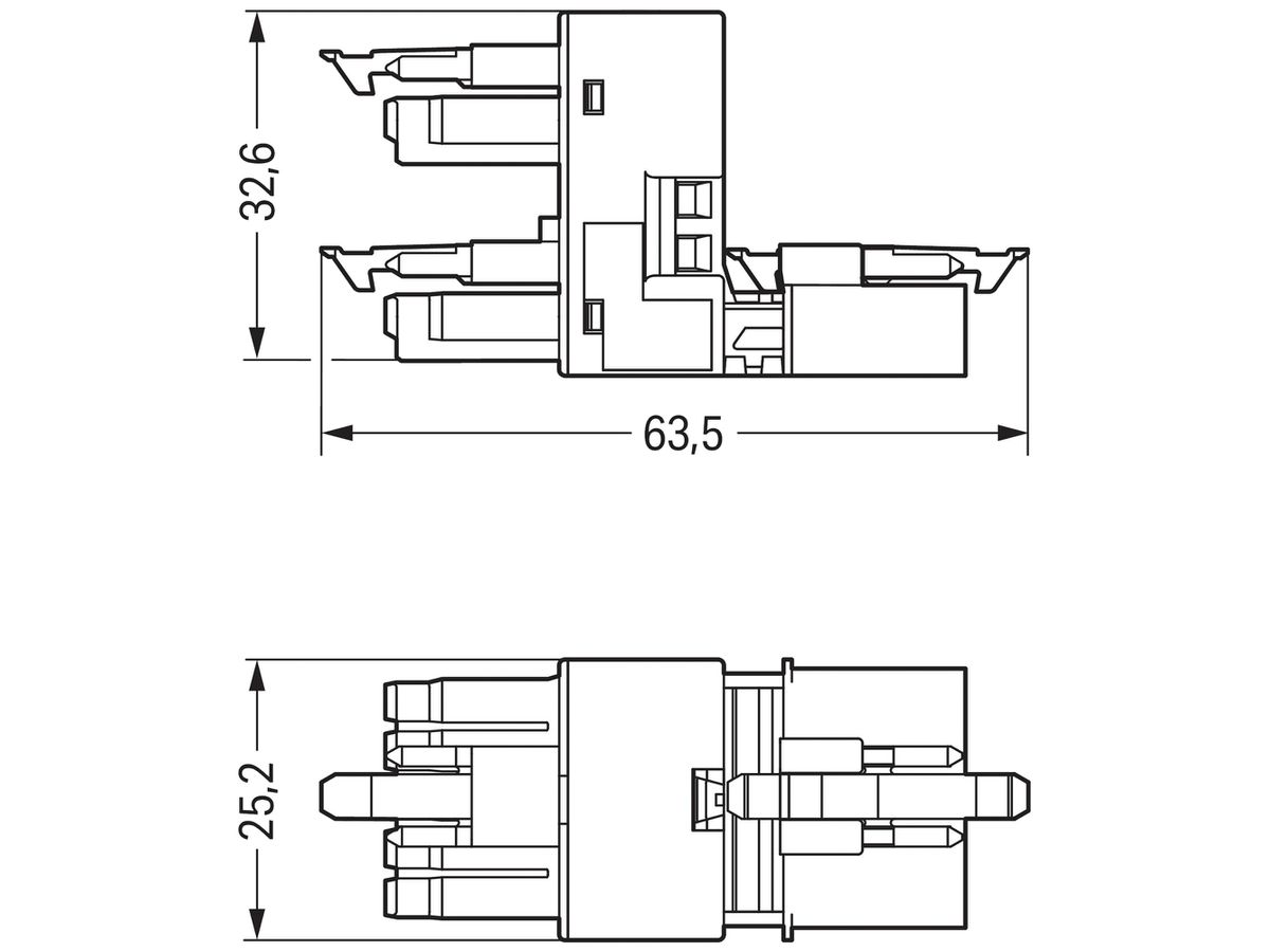 H-Verteiler WINSTA MINI 890 5L 1 Stecker/2 Buchsen, blau