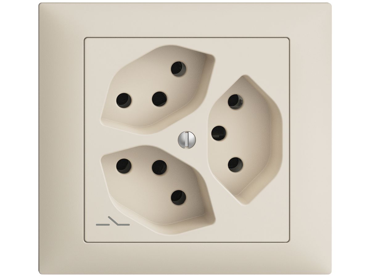 EB-Steckdose EDIZIOdue 3×T13 1×S crema