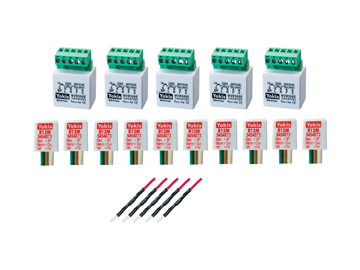 Rolladenaktor-Set YOKIS 5-SHUTTER WIRED KIT 5×MVR500E 10×R12M 1×D600V