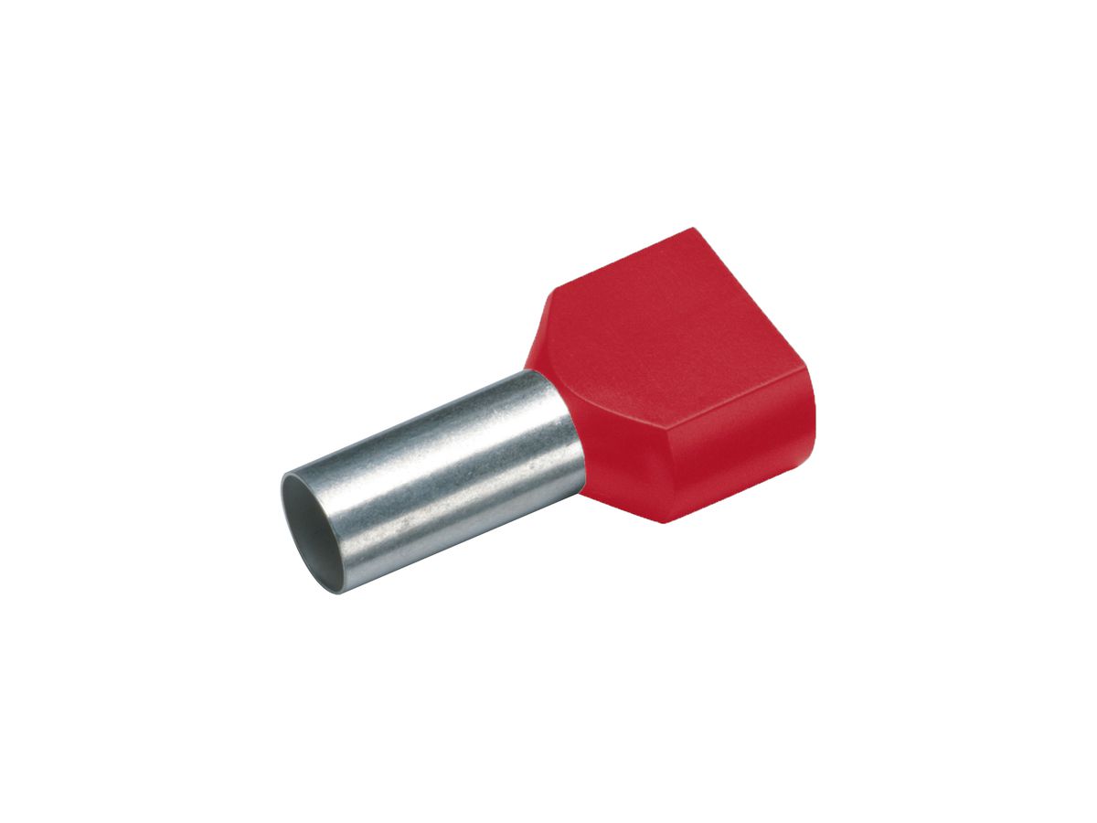 Zwillings-Aderendhülse Cimco 1mm² 10×17mm Kupfer PP rot