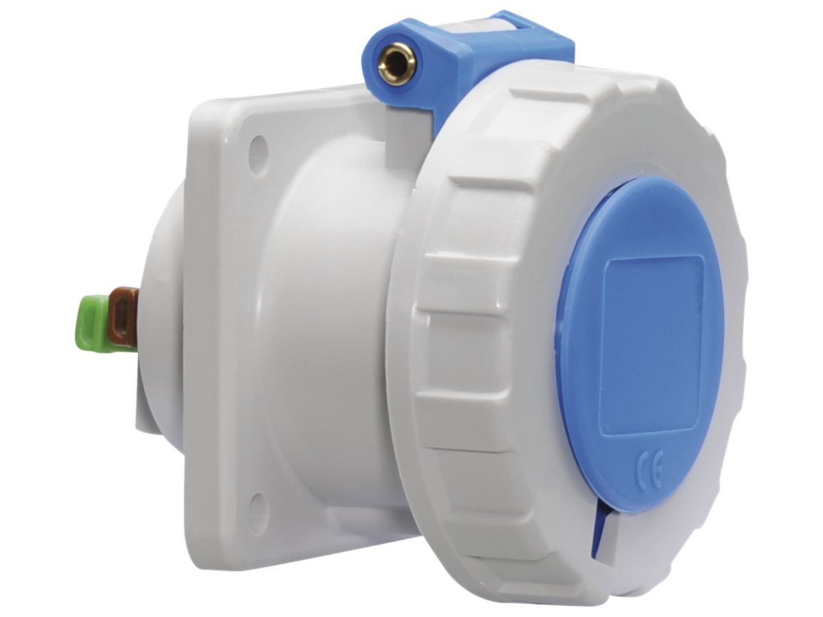 EB-Steckdose CEE Bals 3P 16A 230V 6h blau IP67 vernickelt QC ger.
