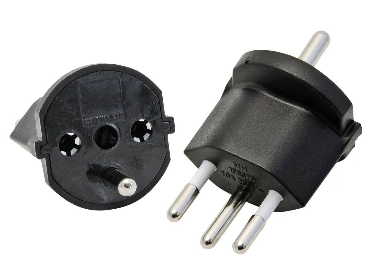 Fixadapter MH 3L 10A 230VAC Schuko/T12 CEE7/7-CH T12, schwarz