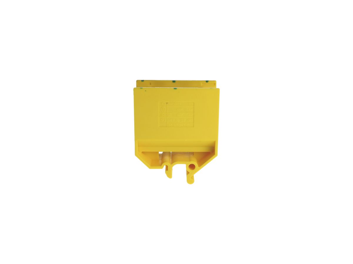Abzweigklemme Woertz 35…70mm² 150A 800V Schraubanschluss 2×1 G-Schiene grün/gelb