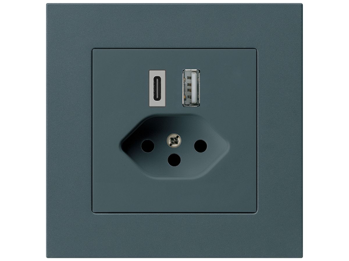 UP-USB-Ladesteckdose kallysto.pro 18W PD 1×Typ A 1×Typ C T13 anthrazit