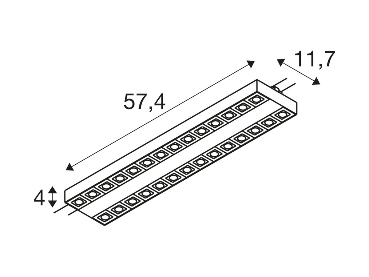 LED-Spot SLV SIGHT EVO 25W 3250lm 3000K WB AD3PH 574×117×40mm sz