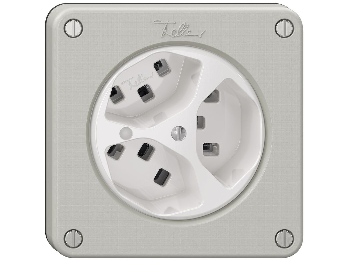 Steckdose NEVO SNAPFIX® 3×T23 16A 250V beleuchtet 87×87×32mm IP21 lgu