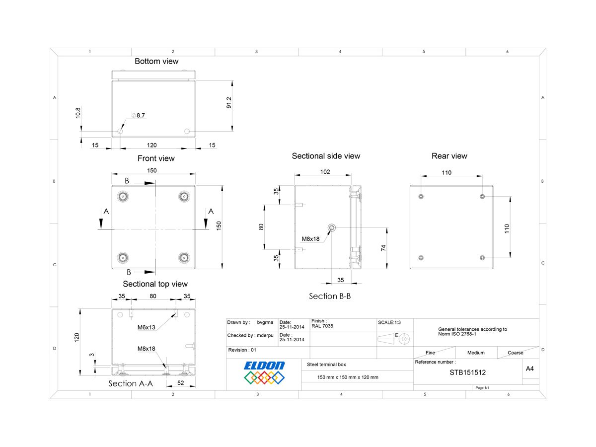 Klemmenkasten nVent HOFFMAN STB 150×150×120mm IP66 grau