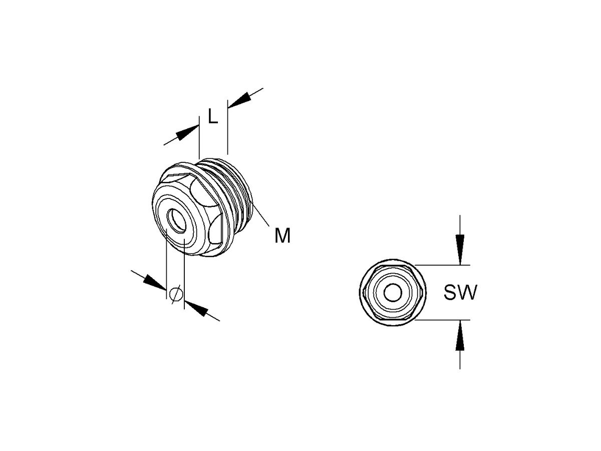 Würgenippel M32 Loch 24mm grau 16…22mm