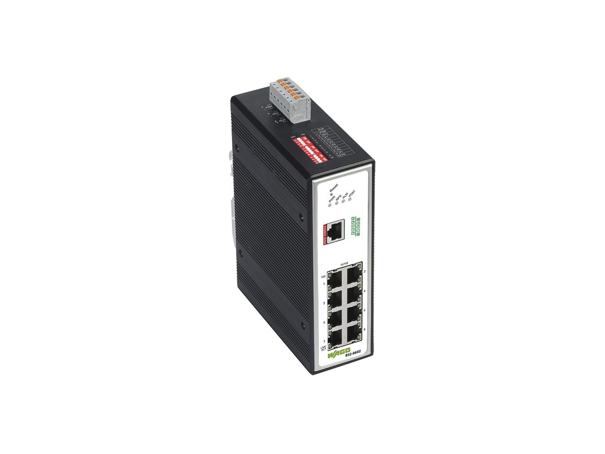 Industrial Switch WAGO 852-602, 8-Port 100Base-TX, PROFINET, managed, IP30