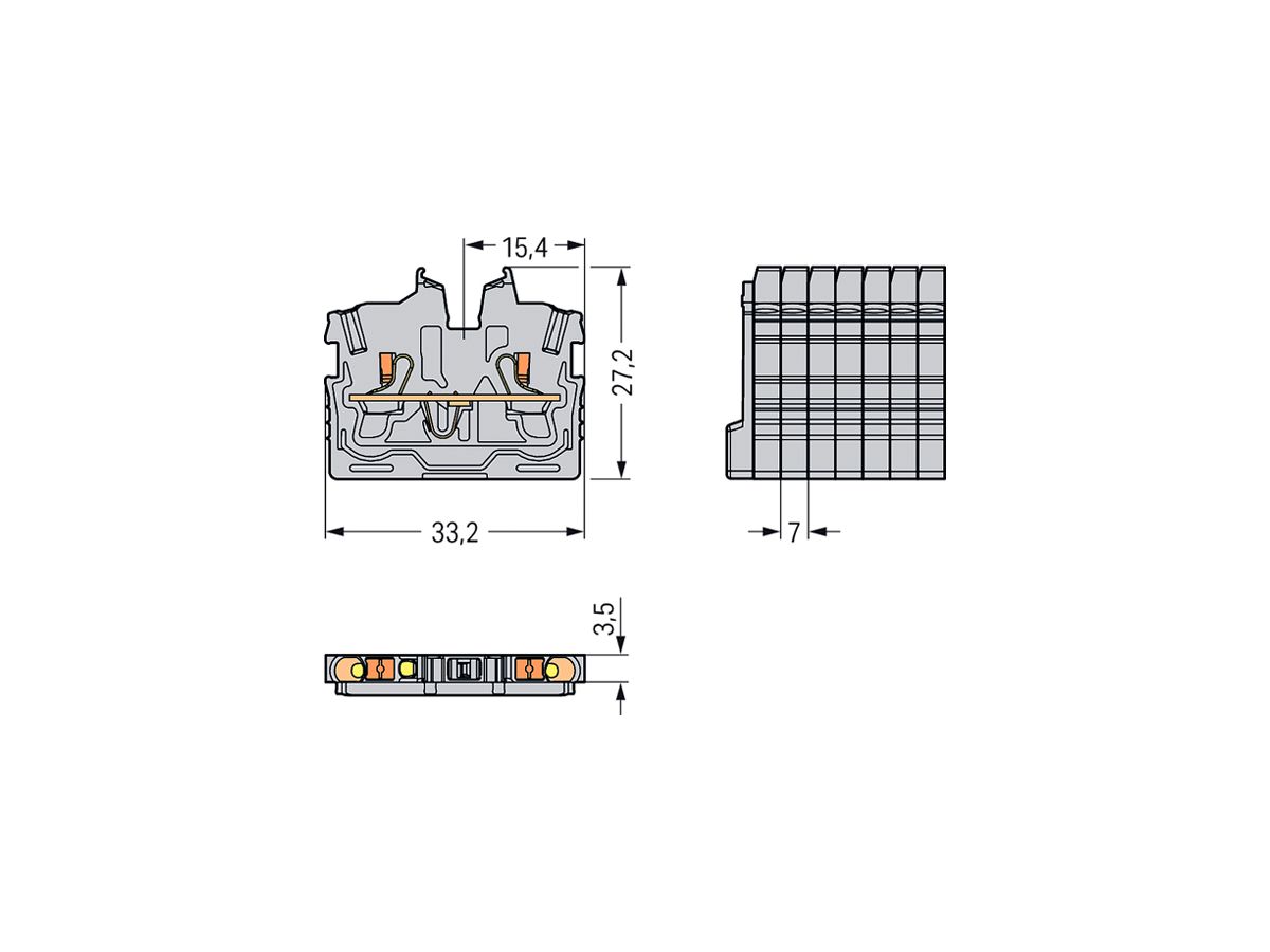 Durchgangsklemme WAGO TOPJOB-S 2250 1mm² 2L 13.5A 500V ohne Rastfuss blau