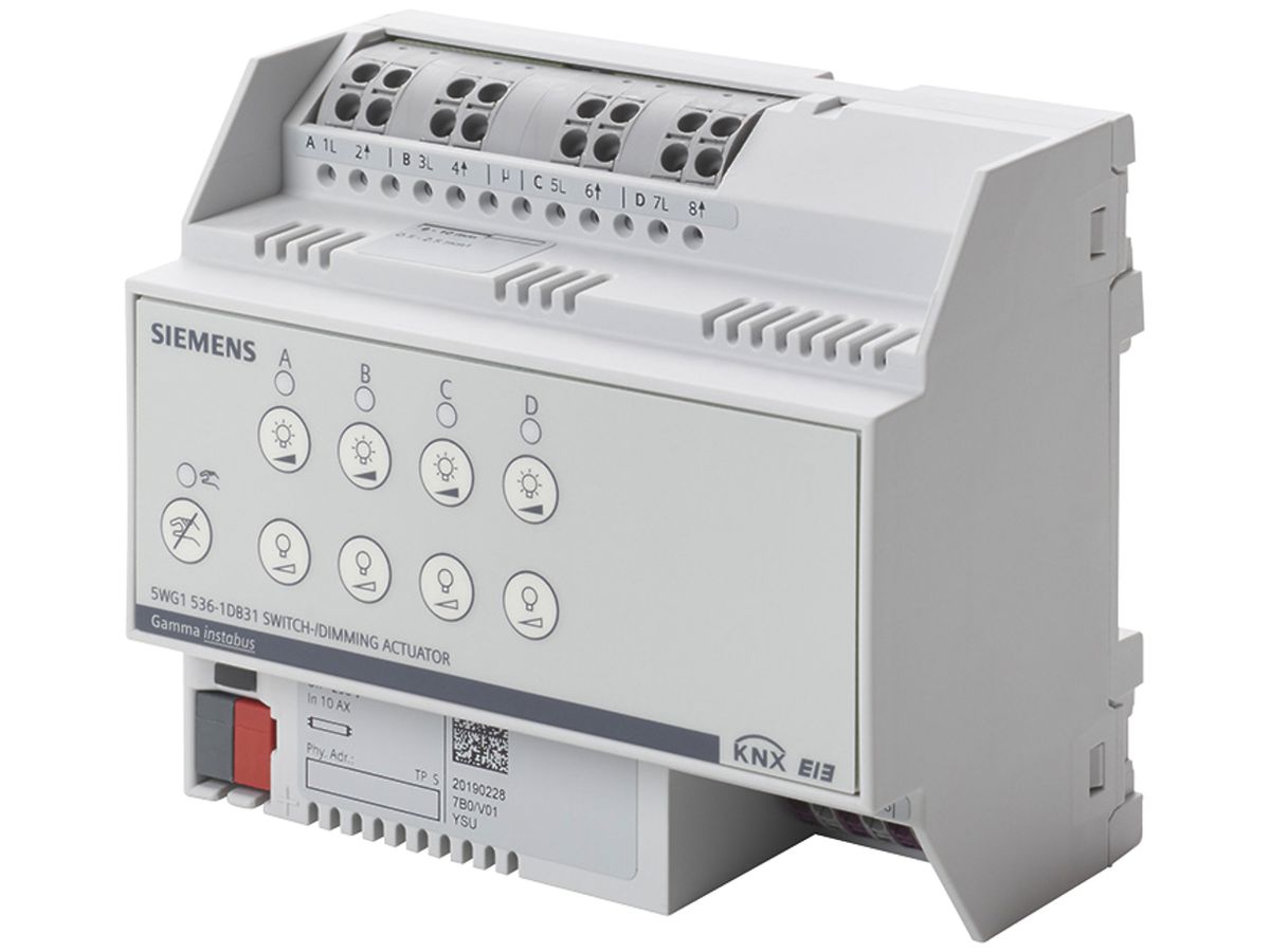 REG-KNX-Schalt-/Dimmaktor Siemens N 536D31, 4×230VAC 10AX, 1…10V