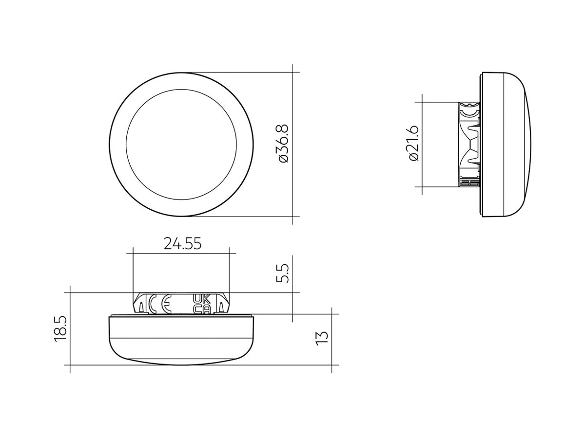 IR-Modul Tridonic adaptiveSWARM IP20 PIR Ø36.8mm schwarz