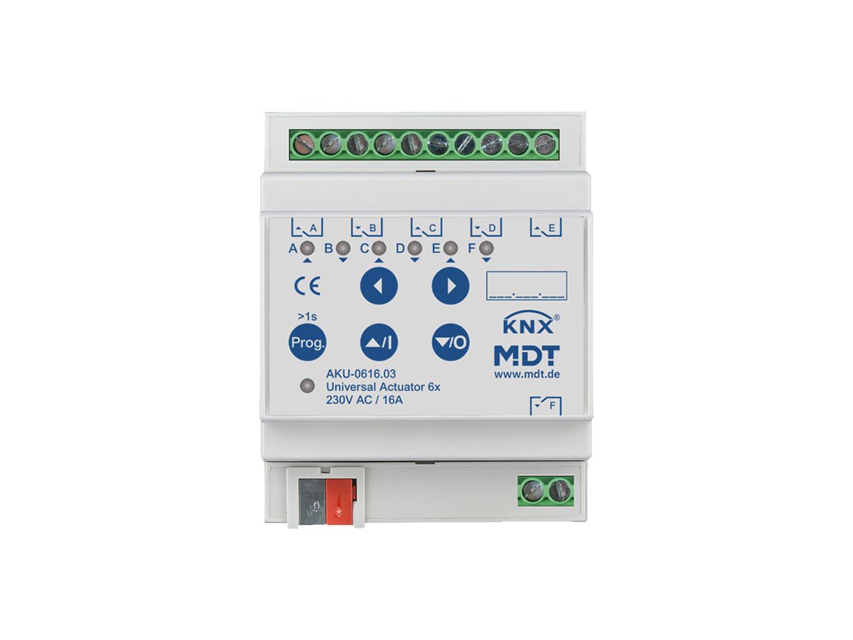 REG-Schaltaktor KNX MDT AKU-0616.03 6-Kan 16A 230VAC 4TE