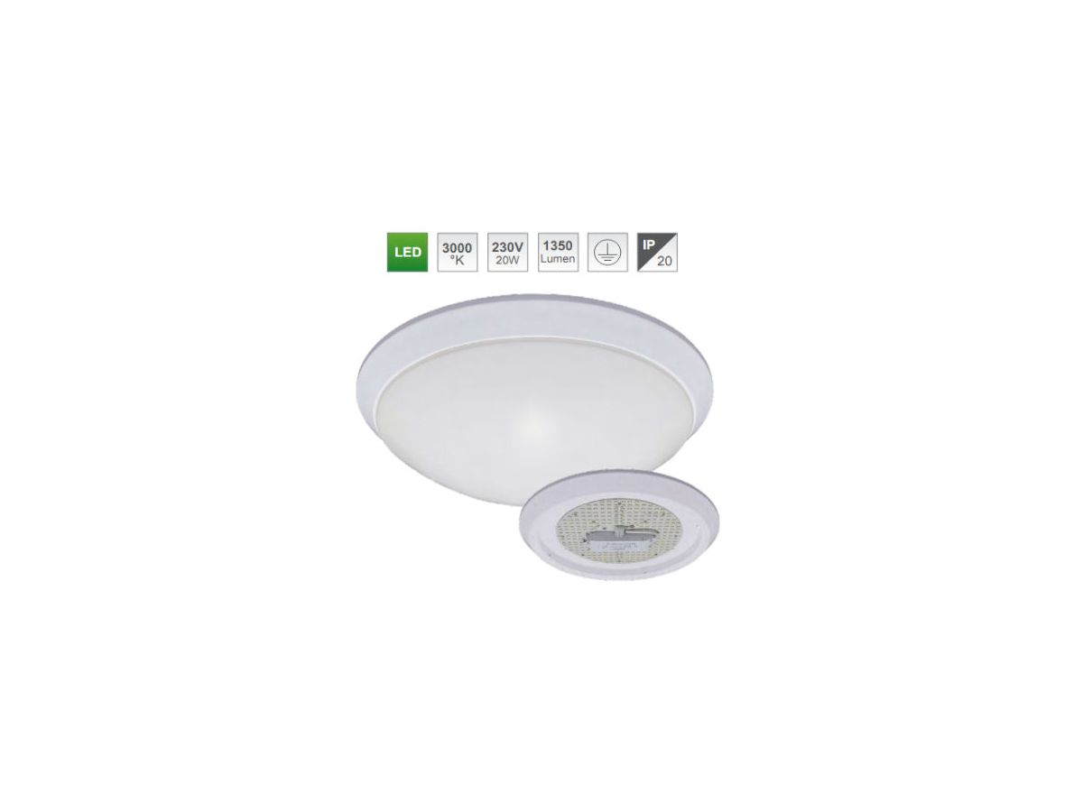 Wand- Deckenleuchte LED IP20 warmweiss - 3000k / 230V / 26W / 1400 Lumen / EVG