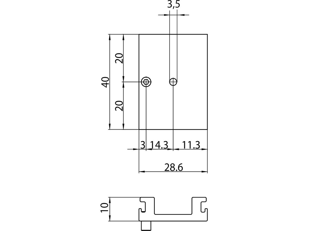 Abhängehalterung Sylvania Lytespan H 40×29×10mm Aluminium Silber