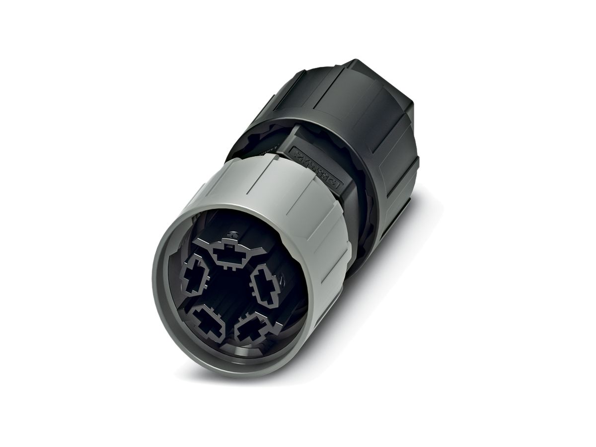 Steckverbinder QUICKON 5L 1.5mm² Ø9…14mm mit Mutter schwarz/schwarz
