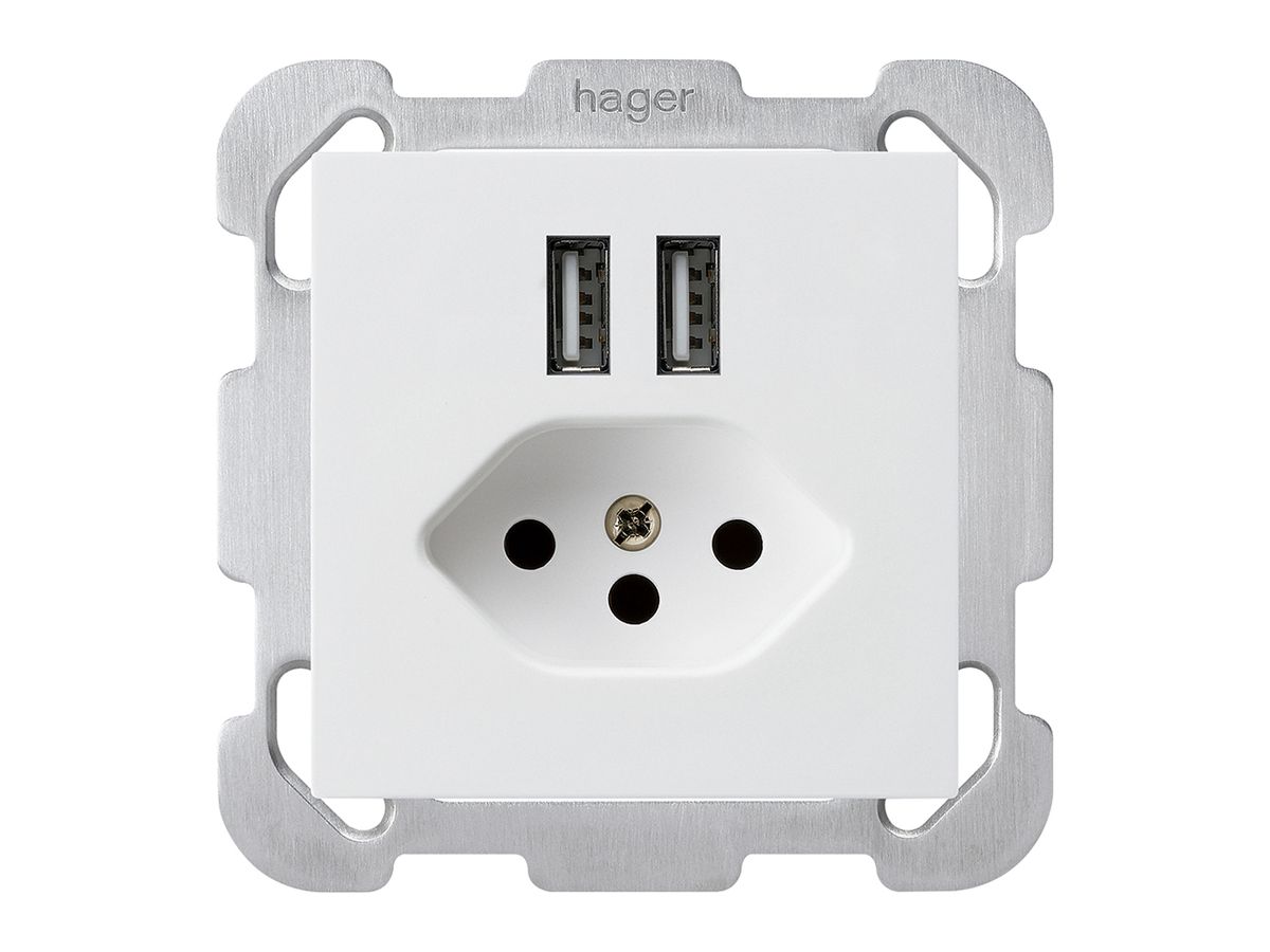 UP-Steckdose 2×USB & T13 kallysto B 2400mA weiss