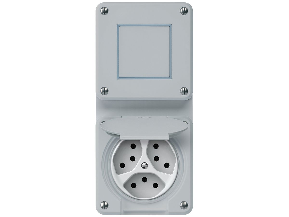UP-Kombination robusto Wechselschalter Steckdose 3×T13 86×146mm grau
